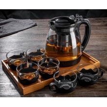 一壶四杯茶壶套装大容量玻璃茶杯带滤网耐高温茶具 1000ML一壶+四杯套装