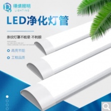 得焺 LED灯管一体化日光灯净化灯支架灯长条防尘灯三防灯办公室仓库灯 高亮净化灯管-0.6米20瓦双排灯珠